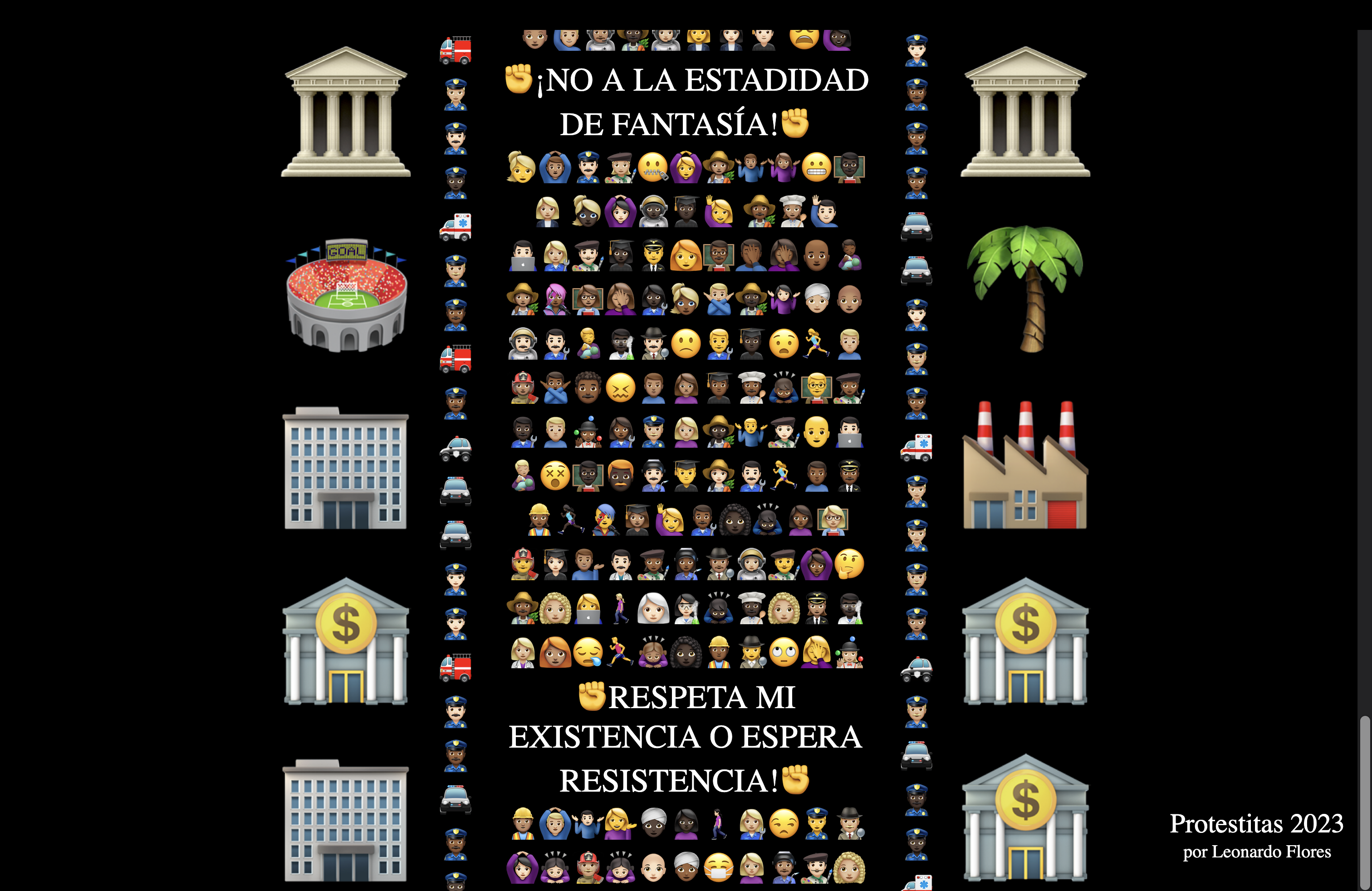 Screenshot of Protestitas 2023 protest march generator